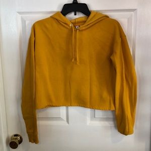 Mustard yellow crop sweatshirt. Has a hood